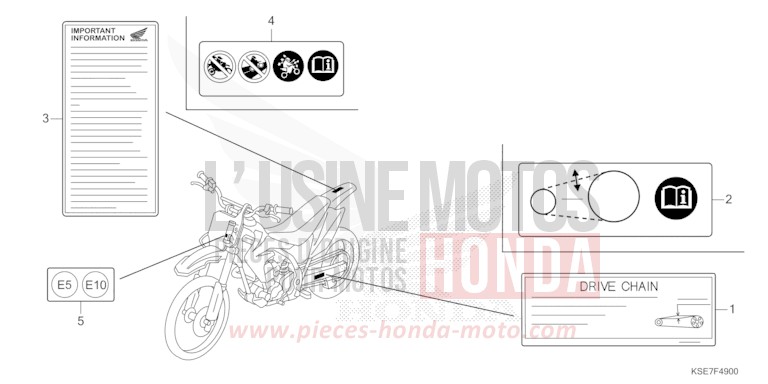 WARNETIKETT von CRF150R "Big Wheels" EXTREME RED (R292) von 2022